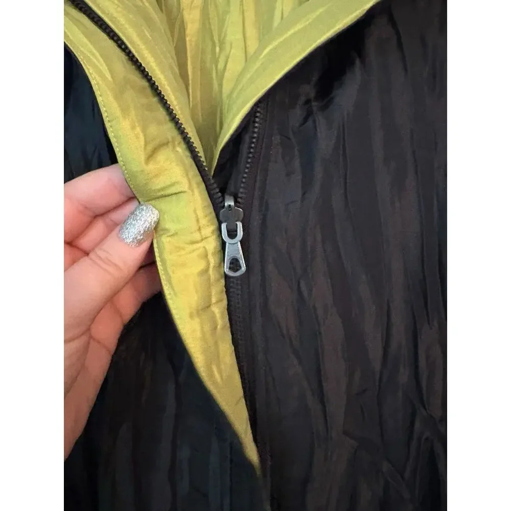 Women’s Reversible Vest Belted Chartreuse & Black Lightweight NO Tags Autumn